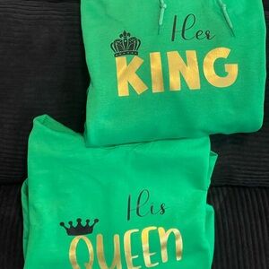 Green His and Her Matching Hoodies
